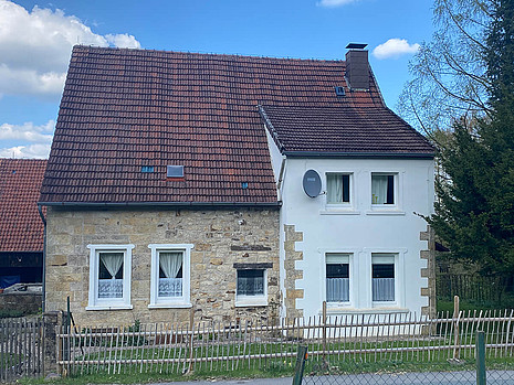 Südansicht des Wohngebäudes an der Holzhauser Straße 60 in Detmold (Denkmal A746)