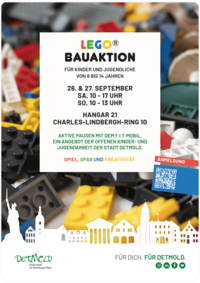 Plakat zur LEGO-Bauaktion der Offenen Kinder- und Jugendarbeit der Stadt Detmold