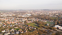 Luftaufnahme über ein Wohnviertel in Heidenoldendorf