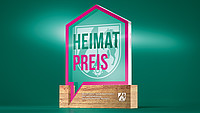 3D-Illustration des Heimatpreises auf dunkelgrünem Hintergrund