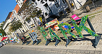 Straßenfotografie der Aufsteller für den Parking Day in Detmold