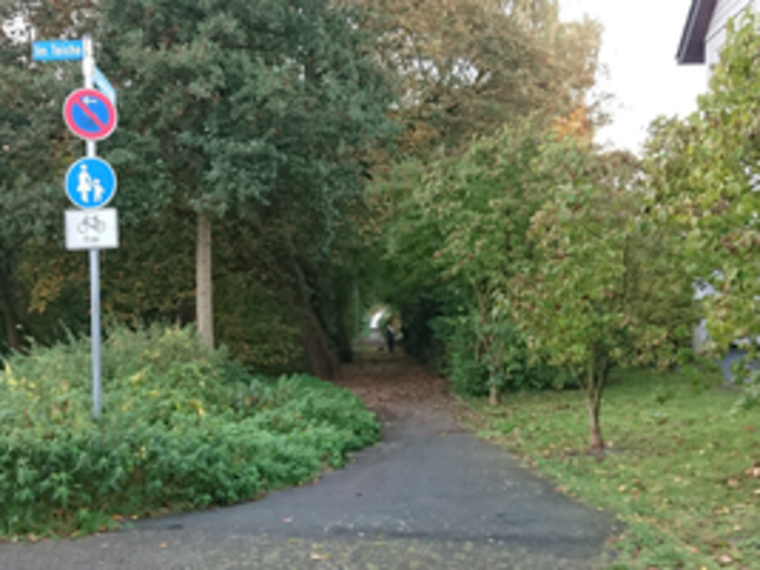 Gehweg auf welchem nur mit Schrittgeschwindigkeit gefahren werden darf