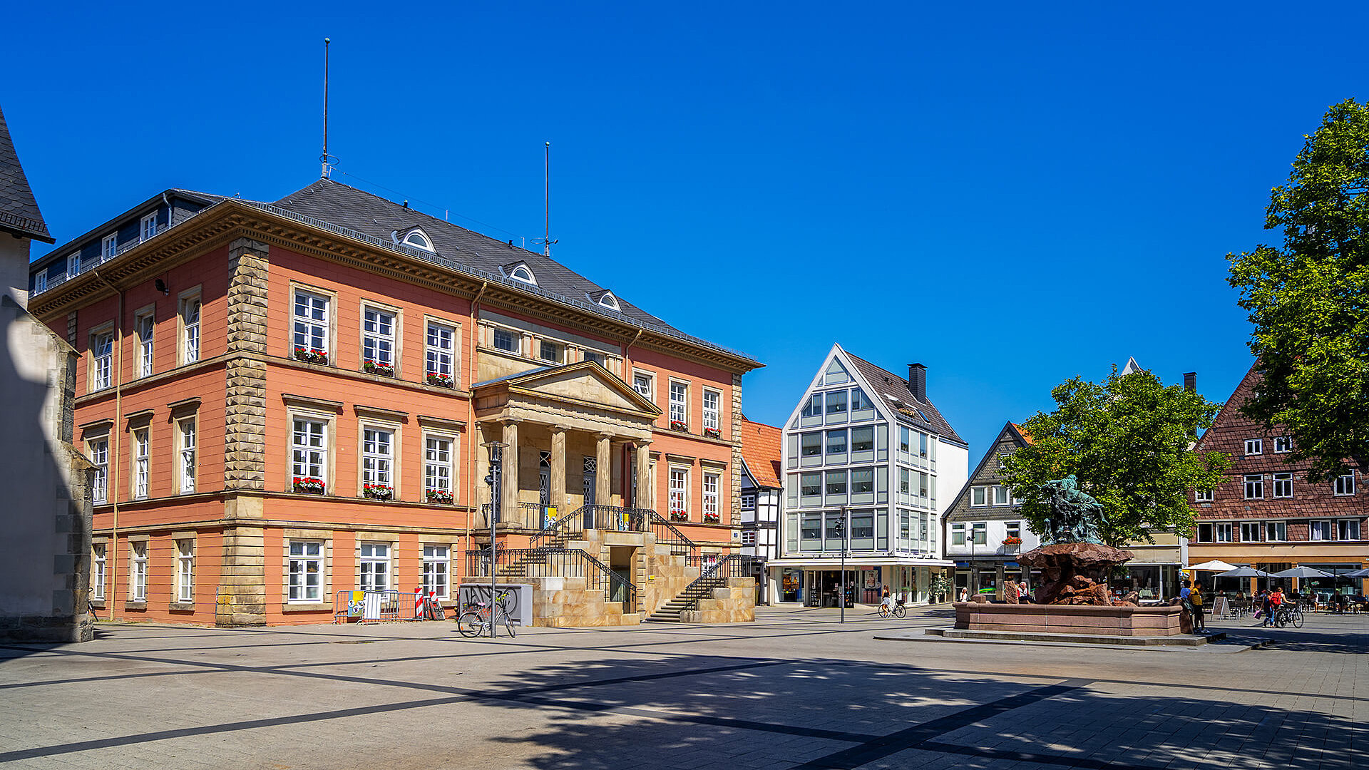Seitenansicht des Marktplatz Detmold