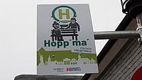 Schild, das auf die erste „Hopp‘-ma‘“-Zone in Detmold hinweist.