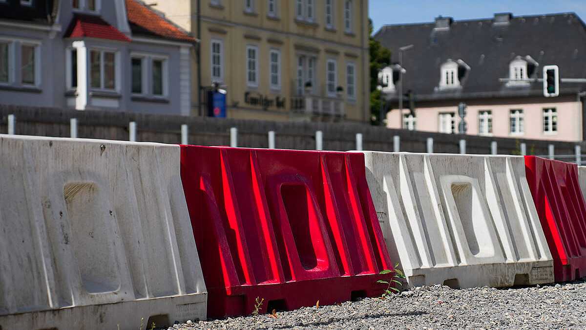 Absperrungen am Hornschen Tor der Stadt Detmold
