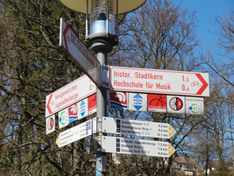 Wegweisungsschilder des Radverkehrsnetz NRW