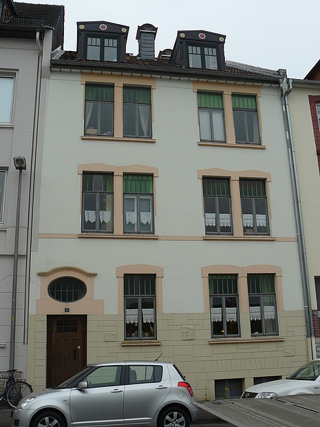 Ansicht Sachsenstraße 18 Straßenansicht des Wohnhauses an der Sachsenstraße 18 in Detmold (Denkmal A726)