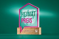3D-Illustration des Heimatpreises auf dunkelgrünem Hintergrund