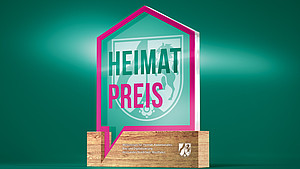 3D-Illustration des Heimatpreises auf dunkelgrünem Hintergrund