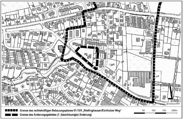Ausschnitt des Bebauungsplans für Rödlinghausen.