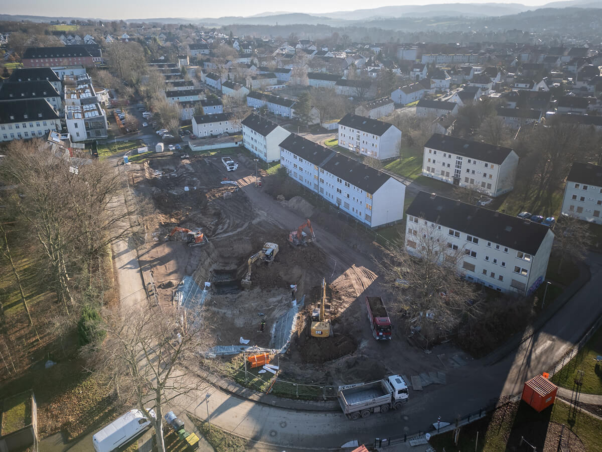 Luftaufnahme von der Baustelle am Adenauerpark
