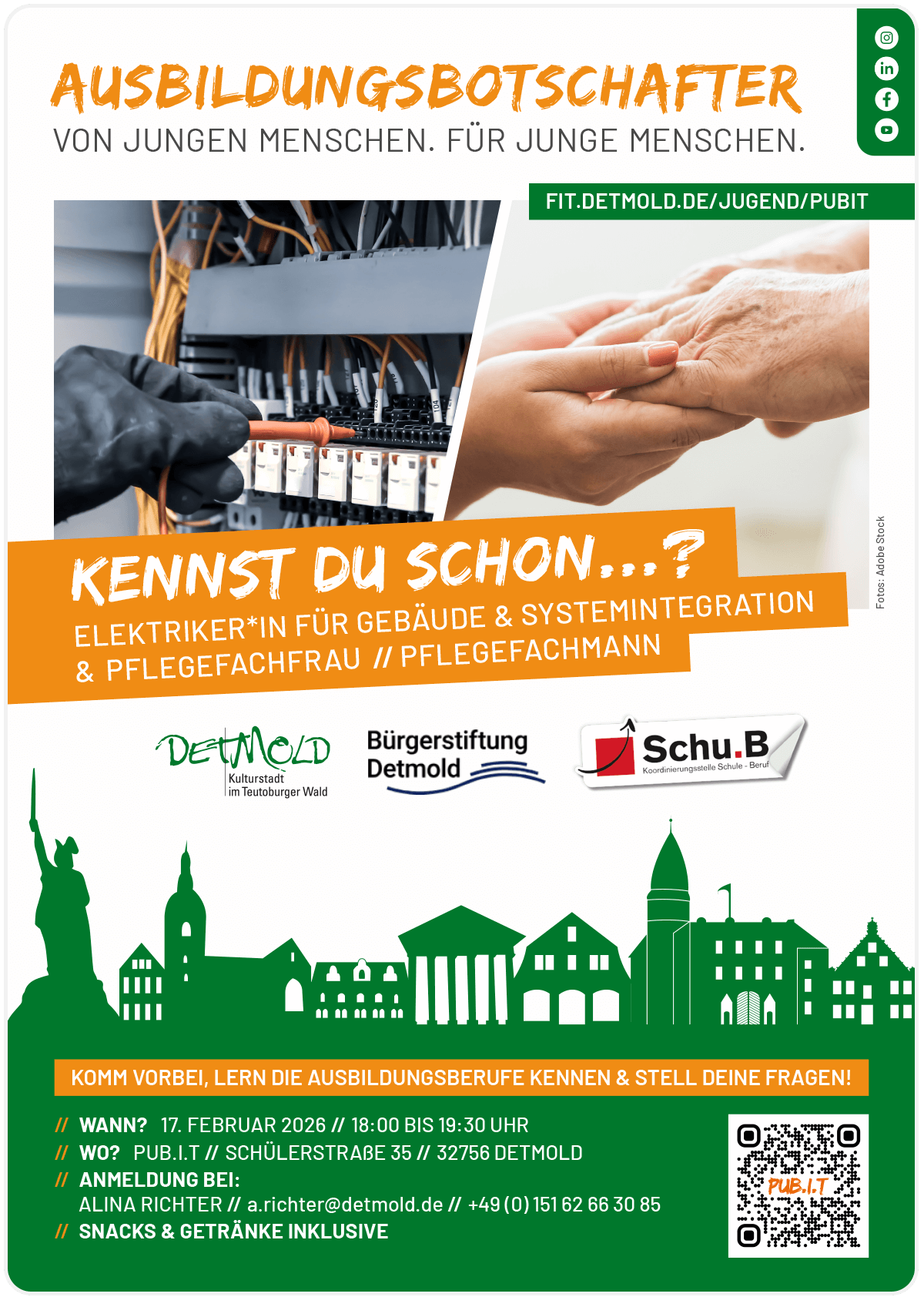 Plakat des Ausbildungsbotschafter-Angebots im PUB.I.T am 17.02.2026