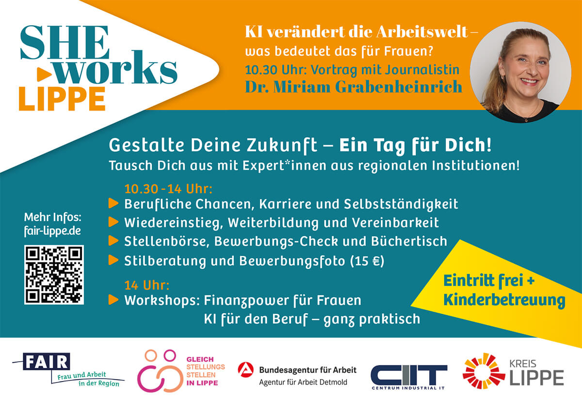 Rückseite der Postkarte für die "SheworksLippe"-Aktion